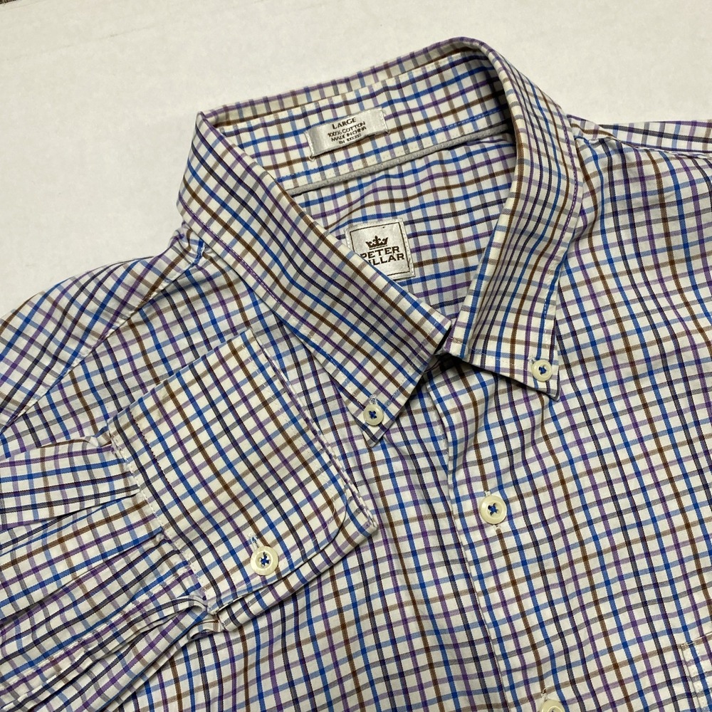 Peter Millar Mens Large Striped Long Sleeve Button Down‎ Shirt
